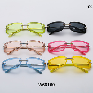 Psn Fashion <b>Sunglasses</b> <b>Rimless</b> Rectangle Y2K Style UV400 Protection Unisex Adult Sun Protection - Product Image 3