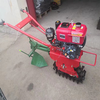 Micro-motoculteur multifonctionnel sur chenilles 9 CV pour pentes, avec fonctions de sous-soleuse, de labour profond pour serres, de labour et de creusement de fossés, usage domestique