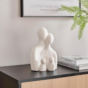 Crème Art Déco Trois Pièces Famille de 4 Sculpture Décorative Accent Mat PVC Sculpture Figure Set pour Anniversaire - Product Image 3