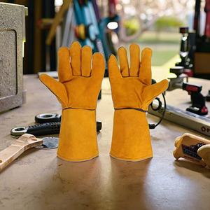 Gants de travail en cuir de vachette jaune de 10 pouces, personnalisables, de qualité supérieure, pour hommes, pour bus et camions, directement de l'usine - Product Image 6