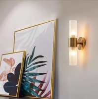 Lampe murale minimaliste pour chambre à coucher, style moderne, luxe haut de gamme, source de lumière LED, abat-jour en verre, commande par interrupteur