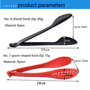 Dụng cụ nhà bếp 2 trong 1 Nylon salad thực phẩm tong Skimmer ngã ba kẹp không dính Nhựa thực phẩm tong Set cho nhà bếp mì ăn Clip - Product Image 6