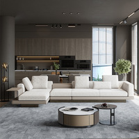 Canapé d'angle moderne en coton et lin de style italien minimaliste avec pieds en acier inoxydable pour salon, différentes tailles