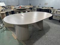 Meubles de salle à manger en bois multifonctionnels modernes, table ovale extensible pliable pour 8 personnes, utilisation stable en hôtel, style panneau