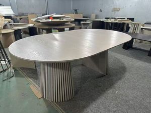Meubles de salle à manger en bois multifonctionnels modernes, <span class=keywords><strong>table</strong></span> ovale extensible pliable pour 8 personnes, utilisation stable en hôtel, style panneau - Product Image 5