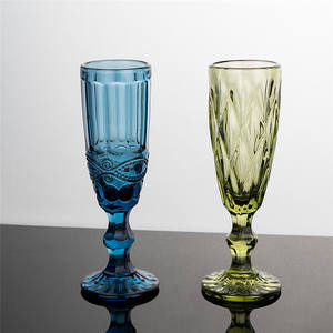 Boisson colorée motif en relief épais couleur unie mode Champagne teinté <span class=keywords><strong>vin</strong></span> gobelet à longue tige <span class=keywords><strong>verre</strong></span> à whisky - Product Image 3