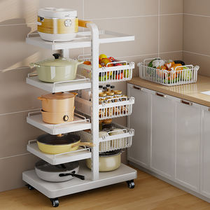 Organizador de Ollas de Hierro <span class=keywords><strong>con</strong></span> <span class=keywords><strong>Ruedas</strong></span> para el Hogar, Cesta de Almacenamiento de Frutas <span class=keywords><strong>con</strong></span> 5 Compartimentos, Escurridor, Estante de Secado, Ecológico, Desmontable - Product Image 3