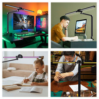 Lampe de bureau LED numérique intelligente à double tête avec pince, moderne, pour la lecture et l'étude à domicile ou au bureau - Vente en gros OEM