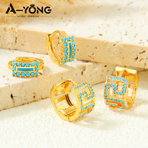 أقراط دائرية مطلية بالذهب موديل 2026، مجوهرات لا تصدأ، أقراط زركونيا دائرية للنساء للمناسبات والحفلات - Product Image 4