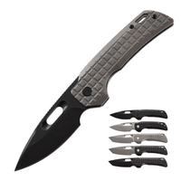 Couteau de poche pliant léger 107g en acier en poudre M390 de qualité supérieure, lame Drop Point, manche en alliage de titane antidérapant, motif CNC Frag