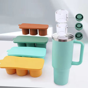 Moldes de silicona de grado alimenticio 3 en 1 FDA/LFGB para cubitos de hielo, bandejas cilíndricas flexibles y ecológicas de 20/30/40 oz, vasos térmicos, máquina para hacer helados - Product Image 5