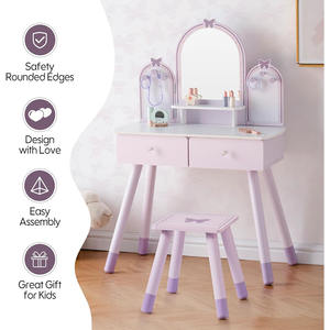 Ensemble de coiffeuse pour enfants violet <span class=keywords><strong>bureau</strong></span> de maquillage avec chaise miroir et tiroirs de rangement coiffeuse pour petite fille pour chambre d'enfants - Product Image 5