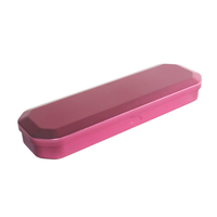 Caja de Lata Larga y Delgada Personalizada de Fabricante OEM, Estuche de Almacenamiento de Papelería Metálico Rosa, Solución de Diseño de Calidad Premium