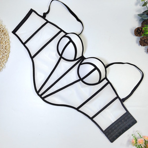 En stock Nouveauté 2026 Streetwear Crop Top Corset en résille transparente avec bordure contrastante, respirant, avec baleines de maintien pour la taille - Product Image 4
