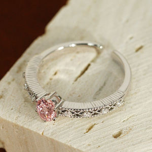 Anillo de crecimiento de laboratorio de piedras preciosas de Plata de Ley 925 <span class=keywords><strong>Morgan</strong></span> Pink, diseño elegante de princesa para boda, ropa informal diaria - Product Image 2