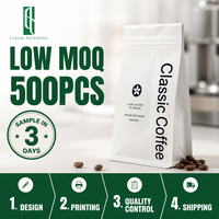 Ensemble de boîtes et sacs d'emballage de café imprimés sur mesure, pochettes à café mates de qualité supérieure à fond plat pour coffret cadeau, faible MOQ 500