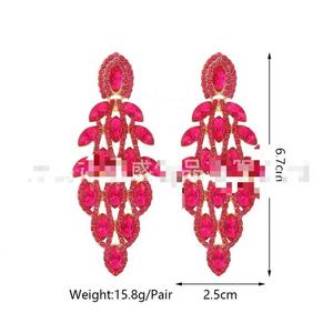 ต่างหูระย้าประดับเพชรเทียม ดีไซน์ใบไม้หลากสี ชุบทองคำขาว สำหรับงานเลี้ยงอาหารค่ำ แฟชั่นผู้หญิงสุดอินเทรนด์ ลดราคาพิเศษ - Product Image 3