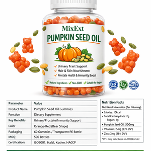 <span class=keywords><strong>Gummies</strong></span> MixExt à l'huile de graines de citrouille et au palmier nain sans sucre, antioxydant pour la croissance des cheveux, la santé de la peau et le soutien de la prostate, OEM ODM - Product Image 3