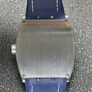 Montre pour homme de la série V45, luxe, échelle temporelle arc-en-ciel, entièrement sertie de diamants, bracelet en cuir bleu, entièrement automatique, mécanique, verre saphir - Product Image 5