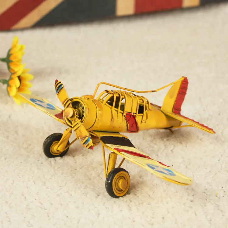 Mini Vintage de modelos de avión hecho a mano de Metal antiguo Airlane modelo niños lindo juguete de casa Oficina De Navidad dec