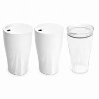 Mug de voyage en plastique PP de qualité alimentaire, directement de l'usine, tasse à café portable, design moderne minimaliste, couvercle amovible, pour boire directement