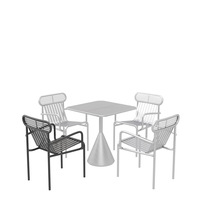 Table de salle à manger extérieure en aluminium durable de qualité supérieure avec chaises empilables, résistante aux intempéries, idéale pour les hôtels et les parcs