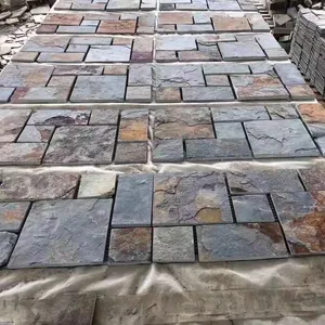 सस्ते सड़कों फ़र्श मोज़ेक पत्थर slates के साथ वापस शुद्ध पेस्ट फर्श और दीवार पैनल दीवार cladding सजावटी भूनिर्माण के लिए टाइल्स