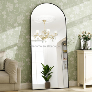 Tùy Chỉnh Lớn Đầy Đủ Chiều Dài Mặc Quần Áo Tường Gương Vàng Đen Kim Loại Khung Sàn Gương Cho Phòng Khách - Product Image 2