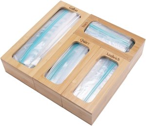 Ziplock Bag Storage Organizer For Drawer  Bamboo Kitchen Drawer Organizer Dispense  Food Storage Bag Holder