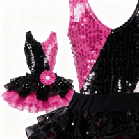 Ensemble de tenues de performance lyrique pour filles et adultes Vennystyle, orné de fleurs et de sequins, en spandex/nylon, en stock