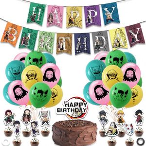 Anime Theme <span class=keywords><strong>Demon</strong></span> <span class=keywords><strong>Slayer</strong></span> Party Decoration Banner Cake Topper Latex Balloon Child Birthday <span class=keywords><strong>Demon</strong></span> <span class=keywords><strong>Slayer</strong></span>'s Blade Party Supplies - Product Image 1