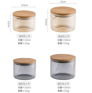 Stoples Kaca Dengan Tutup Bambu, Wadah Penyimpanan Kedap Udara, Tutup Bambu Bersegel Karet, Tahan Panas Untuk Makanan Manis - Product Image 2