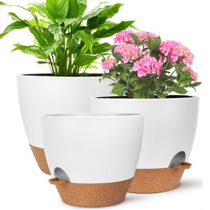 وعاء نباتات ذاتي الري مقاس 12/10/9 بوصة للنباتات الداخلية مع فتحة تصريف، وعاء زهور بلاستيكي للنباتات العصارية والبنفسج الأفريقي - Product Image 6