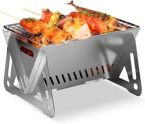 Nouveau Barbecue Portable de Table 21 CM en Acier Inoxydable, Four à Charbon de Bois, Brasero de Camping, Poêle à Bois avec Panier Multifonction - Product Image 4
