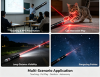 Stylo pointeur laser multicolore 3-en-1, lumière rouge, verte et violette, jouet pour chat, pointeur de présentation, rechargeable par USB, portable