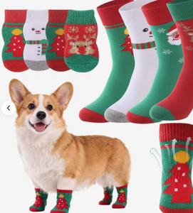 Christmas Pet Socks Non Slip Dog Shoes Breathable Polyester Puppy <b>Booties</b> Cute Holiday Puppy Socks for Dogs <b>Cats</b> - Product Image 3