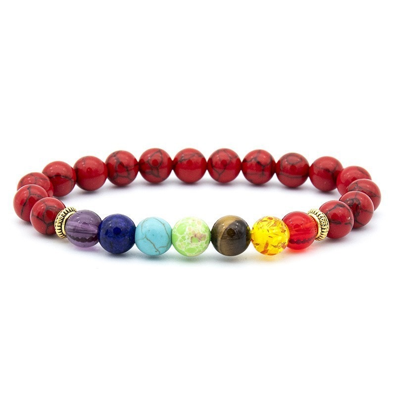 Bracelet arc-en-ciel en pin rouge