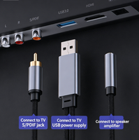 Convertisseur audio numérique-analogique DAC alimenté par USB, adaptateur RCA vers prise jack 3,5 mm pour boîtier TV intelligent, haut-parleur, câble adaptateur auxiliaire