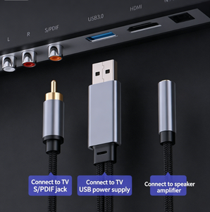 Convertisseur audio numérique-analogique DAC alimenté par USB, adaptateur RCA vers prise <span class=keywords><strong>jack</strong></span> 3,5 mm pour boîtier TV intelligent, haut-parleur, câble adaptateur auxiliaire - Product Image 2