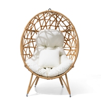 Crestlive Products Patio Osier Egg Chair avec coussin et oreiller, surdimensionné en rotin suspendu Basket Lounge Chair avec pieds