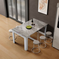 Rock Plate Ensemble de table à manger extensible Cadre en bois plié Table unique pour cuisine salon hôtel 6 8 places