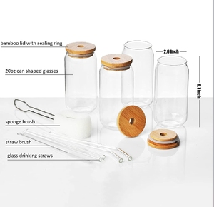 Verre à bière transparent en bambou changeant de couleur 16 oz, tasse à thé colorée en forme d'eau avec couvercle et paille, confortable pour les sodas et l'eau - Product Image 6