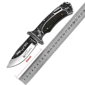레트로 엠보싱 캠핑 포켓 사냥 수제 칼 야외 생존 도구 칼 손 도구