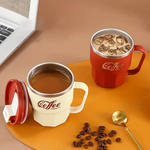 แก้วกาแฟสแตนเลสสตีล ผนังสองชั้นสุญญากาศ พร้อมฝาปิด สำหรับกาแฟ ชา สำนักงาน และการเดินทาง - Product Image 6