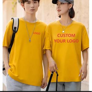 เสื้อยืดคอตตอนโอเวอร์ไซส์สีเหลืองพิมพ์ลายโลโก้ตามสั่ง แขนสั้น คอกลม สไตล์ลำลอง ระบายอากาศได้ดี สำหรับผู้ชาย เสื้อผ้าสตรีทแวร์ - Product Image 1