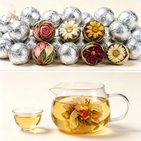 Coffret Cadeau de Boules de Thé Fleuri Artisanales Premium 9pcsx8g Thé Artistique à l'Ouverture Florale 10 Saveurs pour Cadeau de Fêtes Vente en Gros