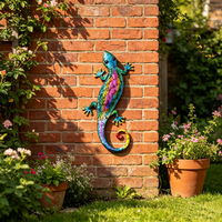 Özelleştirilebilir Büyük Duvar Heykeli 3D Metal Duvar Sanatı Gecko Dekorasyonu Balkon Bahçe Süsü