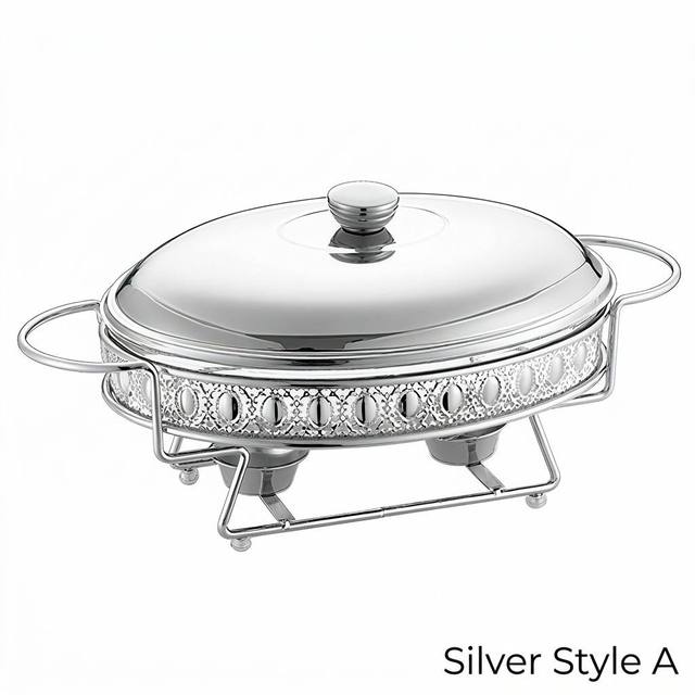 Luxury Stainless Steel Chafing Dish Glass Liner Alcohol Fuel Burner Heating 4L/2L Capacity 40-85 Temperature Control for