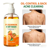 Gel Douche Déodorant Naturel 300ml en Gros, Contrôle du Sébum, Soulagement de l'Acné du Dos, Lavant Corporel au Kaki