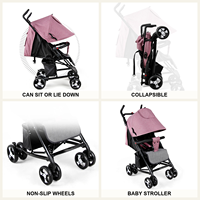 Poussette bébé légère, pliable, avec roues antidérapantes, 4 roues, inclinaison multi-positions, capote, compacte, possibilité de s'asseoir ou s'allonger
